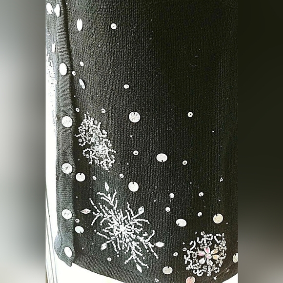 Y2K Snowflake Sweater Vest Rhinestone Beading Sequins Knitwear Small Kikit - Picture 7 of 9